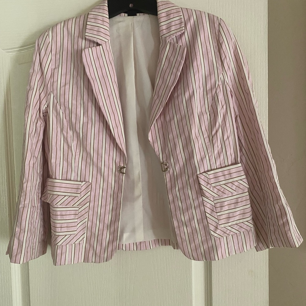 Express Pink and White Striped Blazer